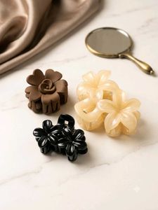 Set of 3 Flower Hair Claw Clips