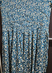 Blue Floral Print Maxi Dress