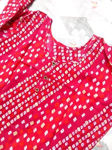 Beautiful Pink Bandhani Print Kurta