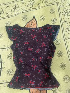 Vintage Floral Mesh Top
