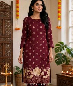 Maroon Kurta Set with Floral Embroidery
