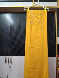 Embroidered Yellow Unstitched fabric