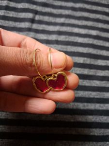 Chic Red Heart Hoop Earrings
