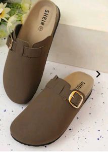 Stylish Brown Clogs with Buckle Detail