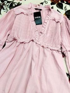 Pink Shein Ruffled V-Neck Top🌷