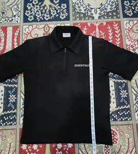 ESSENTIALS Black Zip Polo T-Shirt