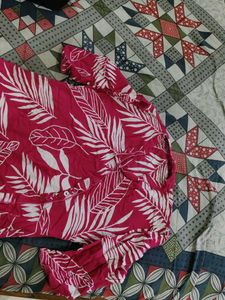 Vibrant Pink Tropical Print Kurta