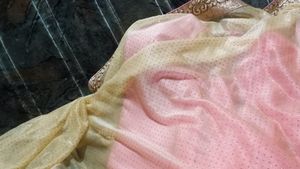 Pink and Golden Two Colour Saree For Festive wear