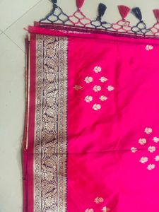 Beautiful Pink Banarasi Silk Saree
