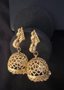 Brush gold peacock Jhumka Earrings
