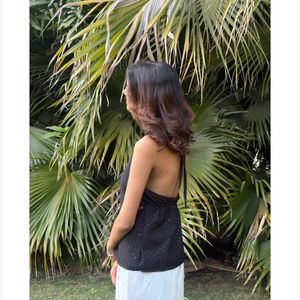 Stylish Black Halter Top