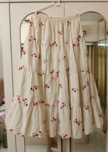 Cute Cherry Tiered long Skirt