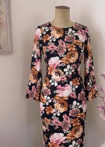 Vibrant Floral Print Midi Dress