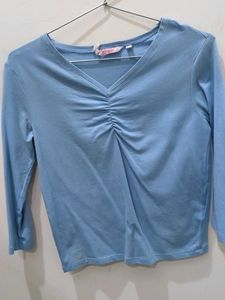 Ginger Blue V-Neck Top
