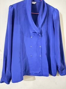 Elegant Blue Button-Down Blouse