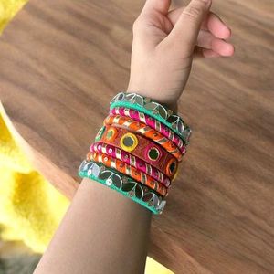 Vibrant Embroidered Bangles with Mirror Work💙