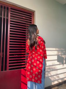 Stylish Red Printed Kurta