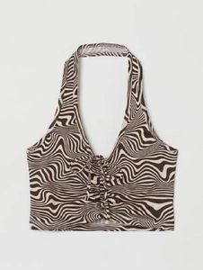 H&amp;M Trendy Zebra Print Tie-Front Crop Top