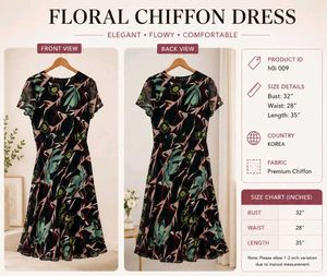 Korean Floral Dress | Elegant Flowy Midi Dres