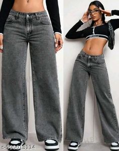 Stylish Grey Wide-Leg Jeans