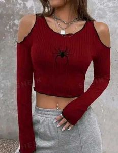 Gothic Spider Cold Shoulder Top