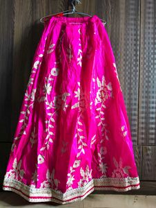 Vibrant Pink floral Embroidered Skirt