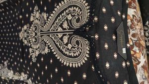 Elegant Black &amp; White Printed Kurta Set with Dupat