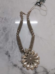 Oxidized Silver Ethnic Necklace