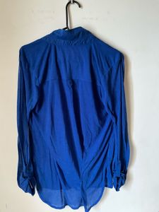 Blue Button-Up Long Sleeve Shirt