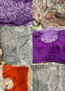 Beautiful 3 Saree Set - Orange, Purple and Grey