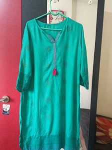 Beautiful Sea Blue Soft Cotton Kurti..💕
