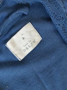Blue Kimono Robe with Lace Trim
