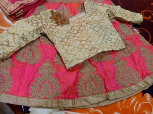 Beautiful Pink &amp; Gold Lehenga Choli Set