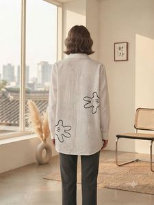 Chic White Mickey Mouse Pocket Shirt