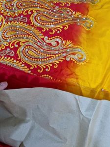 NEW Yellow and Red Saree + PETICOT FREE