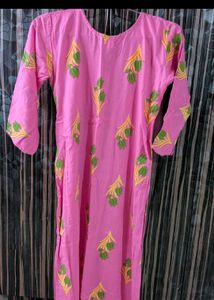 Pink Kurta with Floral Print