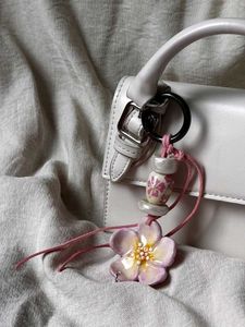 Handmade Beaded Heart &amp; Floral Keychain