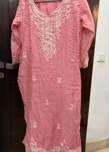 Pink Kurta Set with Tassels