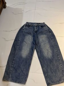 Blue Washed Wide Leg Jeans
