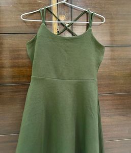 Olive Green Fit &amp; Flare Dress