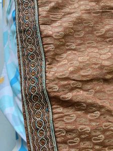 Brown Embroidered Kurta with pazami and dupatta