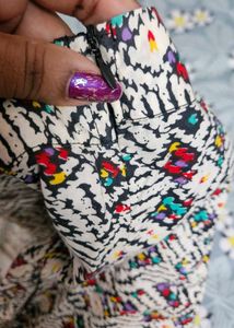 Boho Print Mini Skirt with Lace Trim