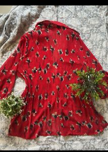 Korean Floral Shirt, Textured &amp; Oversized