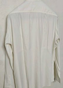 Men's White Band Collar Shirt