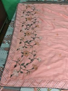 Elegant Pink Saree with Floral Embroidery