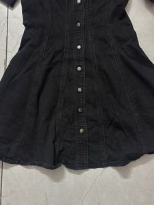 Chic Black Denim Off-Shoulder Dress