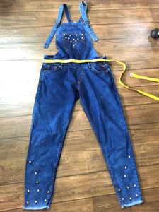 Pearl Studded Denim Dungree