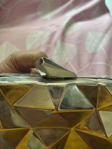Geometric Metallic Clutch Bag