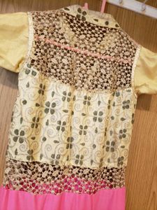 Glittery girls' Festive Dress - Pink &amp; Gold