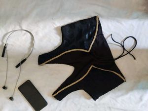 becklass Elegant Black Blouse with Gold lace